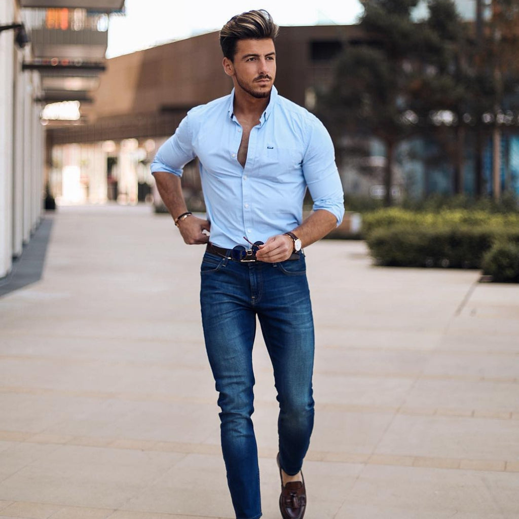 5 Simple shirt outfits for men. #shirt #outfits #mensfashion #streetstyle